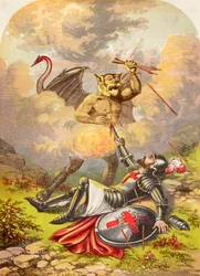 Christians Kampf mit Apollyon, aus Die Pilgerreise von John Bunyan, veröffentlicht ca. 1880